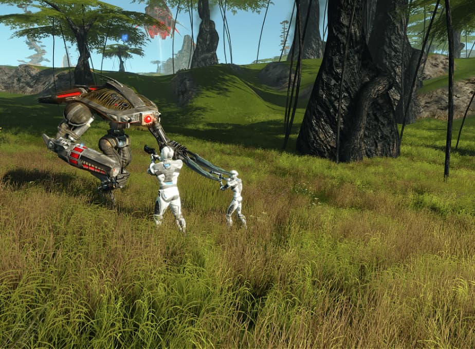 MindArk landscape with grass and robots